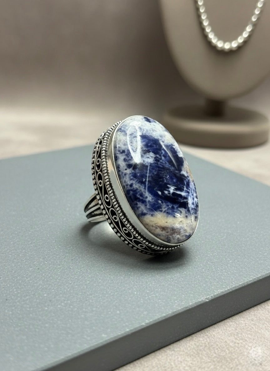 Bohemian Midnight Sodalite Sterling Silver  Ring