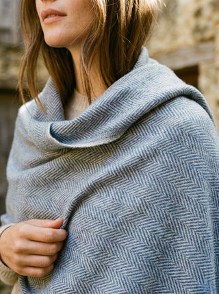 The Denim Herringbone Wool-Blend Scarf