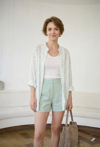 The Celeste Polka Dot Over shirt- Green