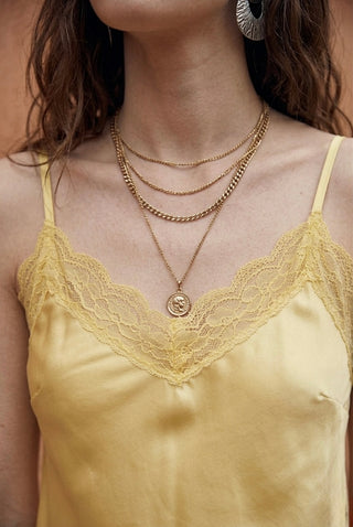Soleil Lace-Trim Cami- Yellow