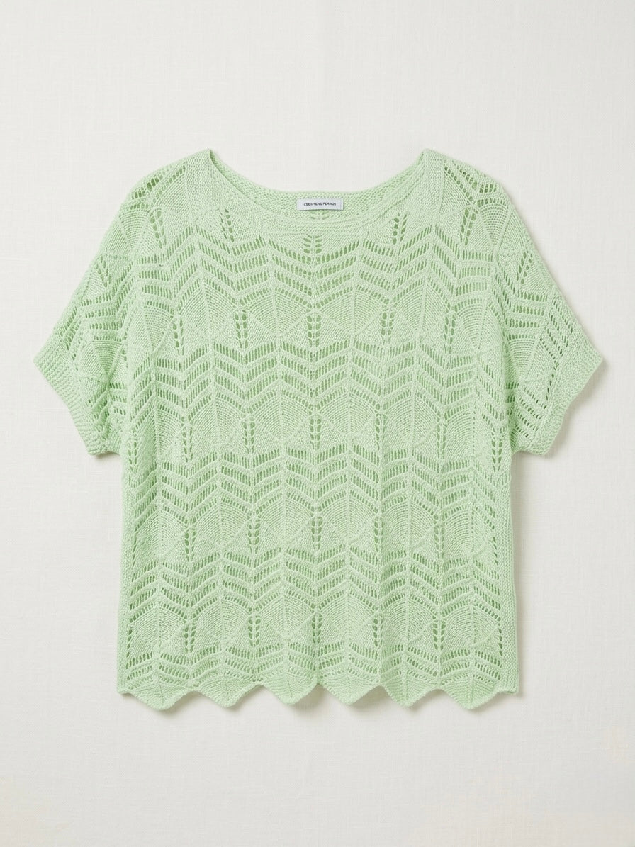 The Capri Chevron Knit Top- Pistachio Sorbet