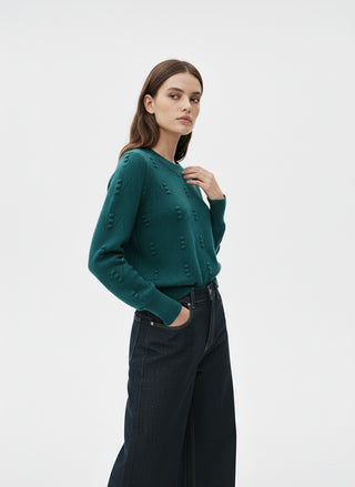 The Teal Textured Bobble-Knit Pullover