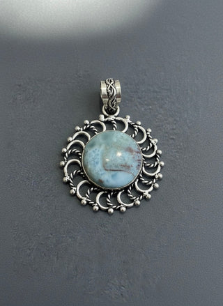 The Celestial Larimar Scallop Sterling Silver Pendant