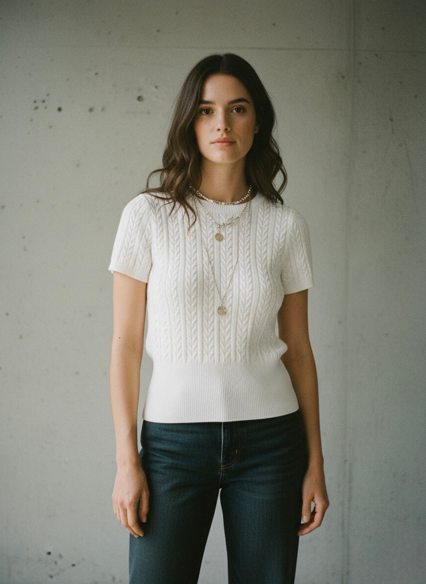 Pointelle Knit Crop Top