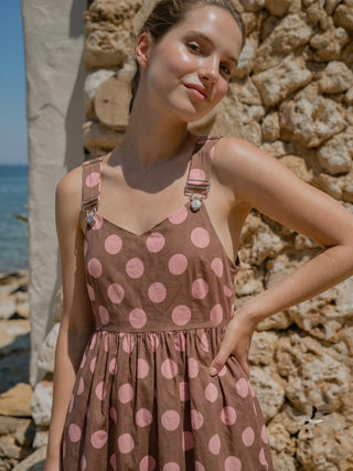 Retro Polka Dot Pinafore Dress
