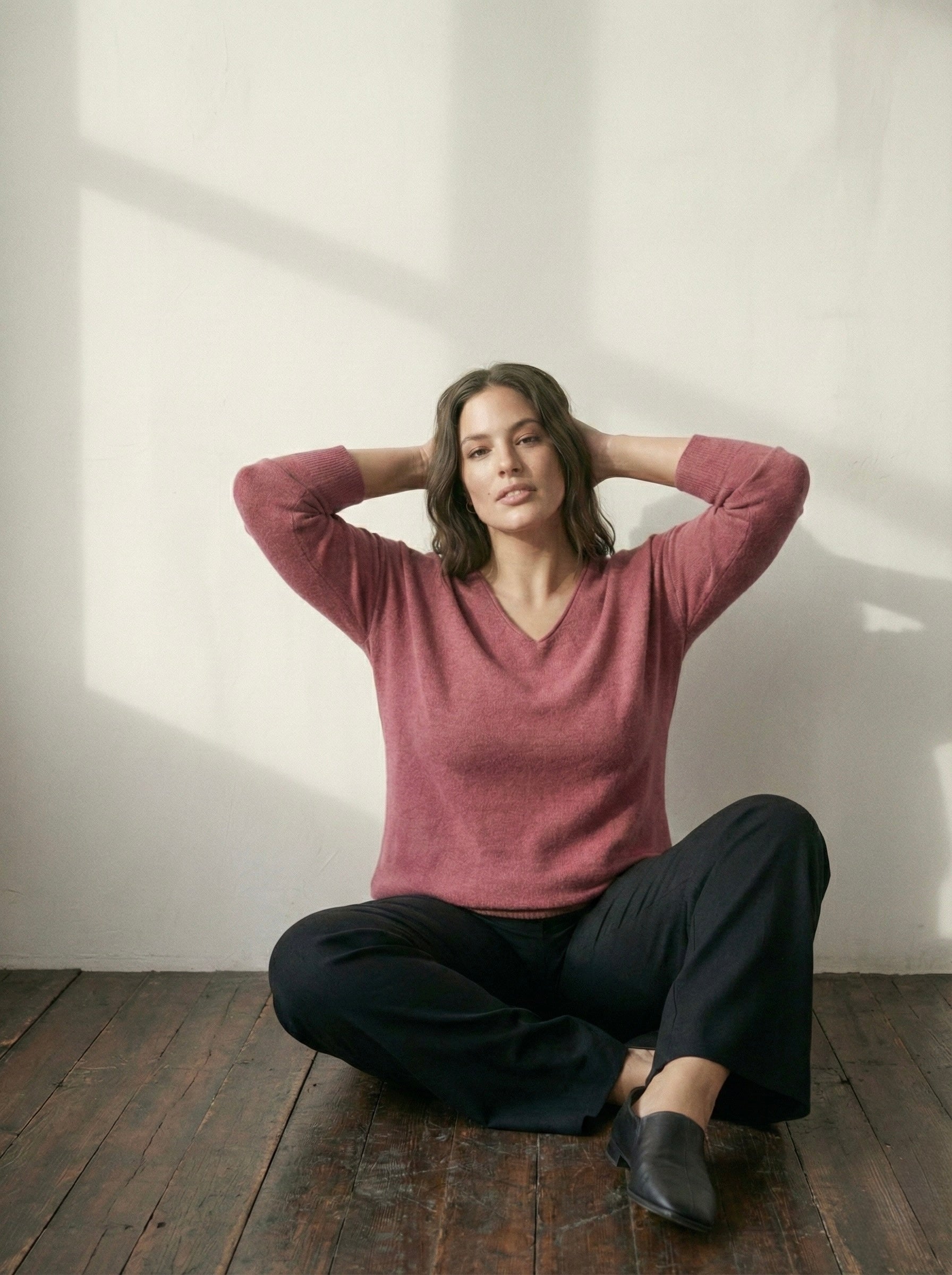 The Vivid Italian V-Neck Sweater-Marsala