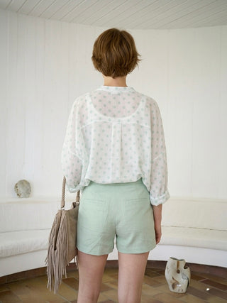 The Celeste Polka Dot Over shirt- Green