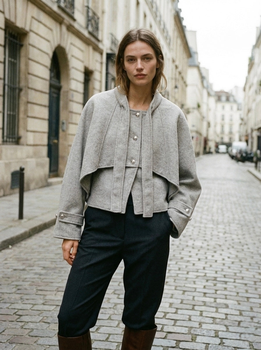 The Architectural Cape-Overlay Jacket