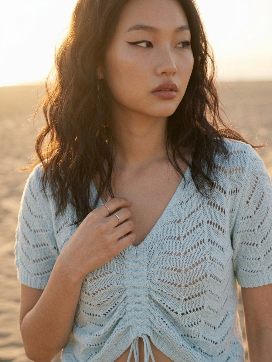 Seraphina Butterfly Pointelle Top