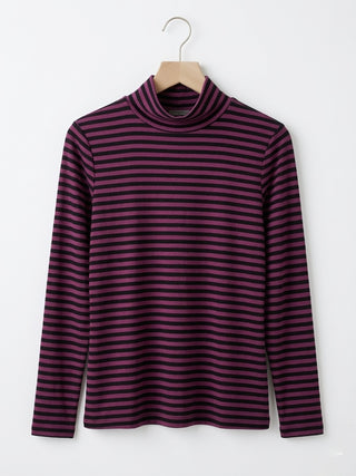 Midnight Plum & Black Striped Mock-Neck Turtleneck