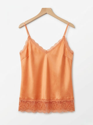 Lace-Trim Satin Cami- Dusty Peach