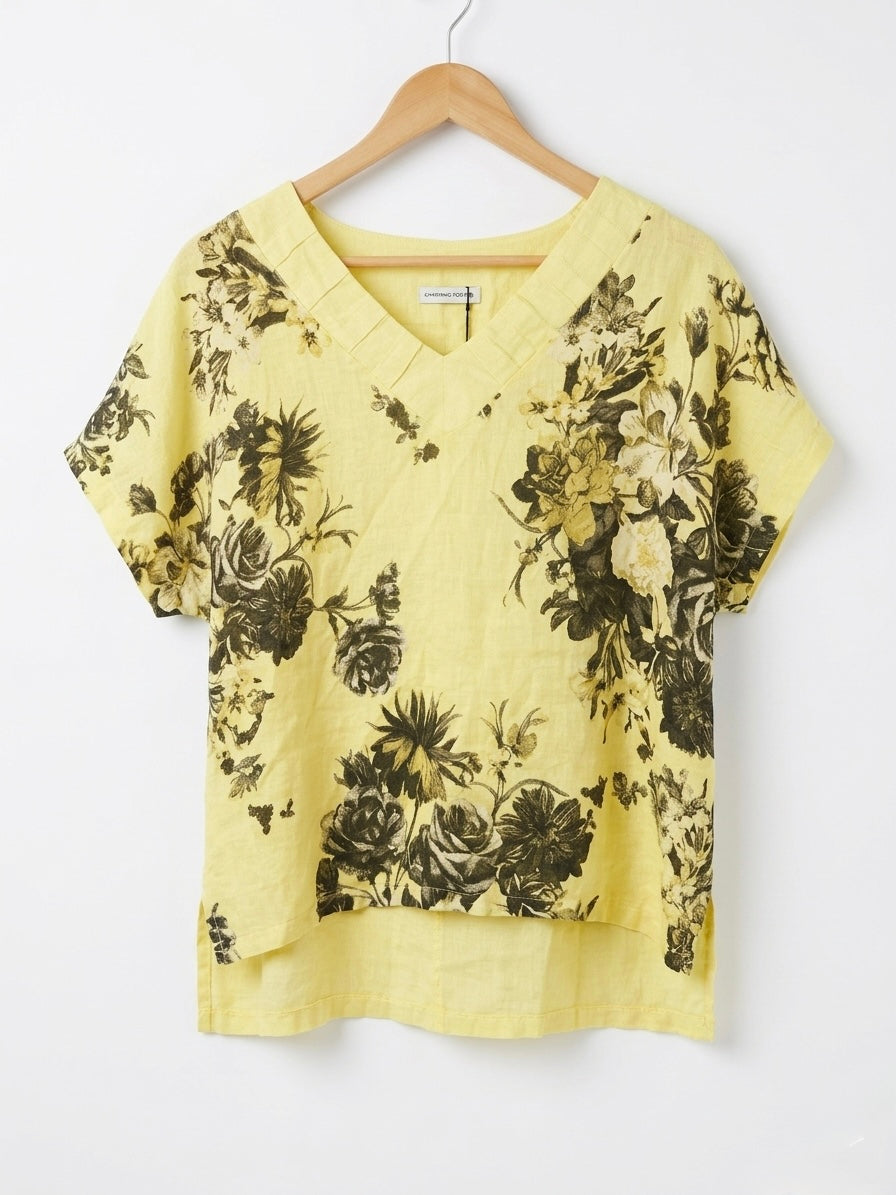 Siena Floral Italian Linen Top