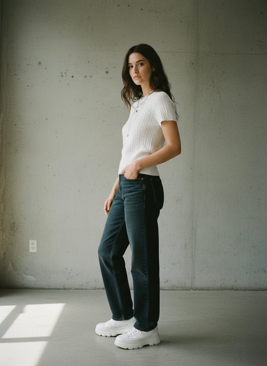 Pointelle Knit Crop Top