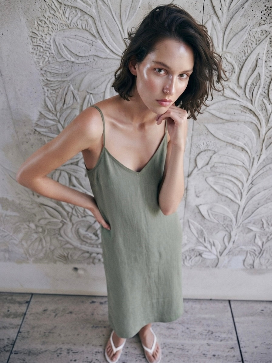 The Bellagio Organic Linen Slip Dress