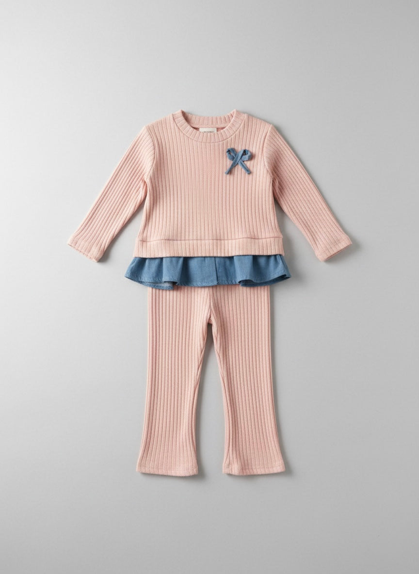 Kid’s Pink Knit Romper & Legging Set