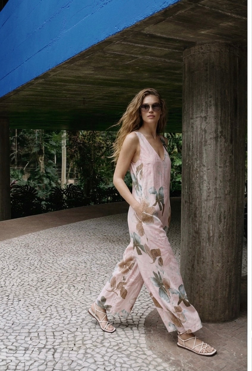 ROSA PALM LINEN JUMPSUIT