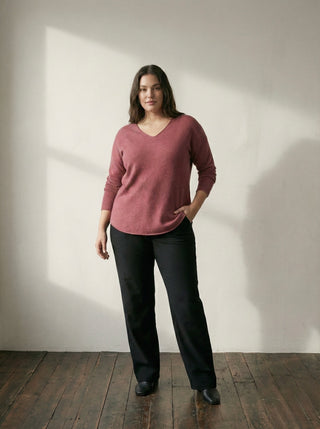 The Vivid Italian V-Neck Sweater-Marsala