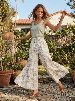 The Tropical Toile Tiered Wide-Leg Pant