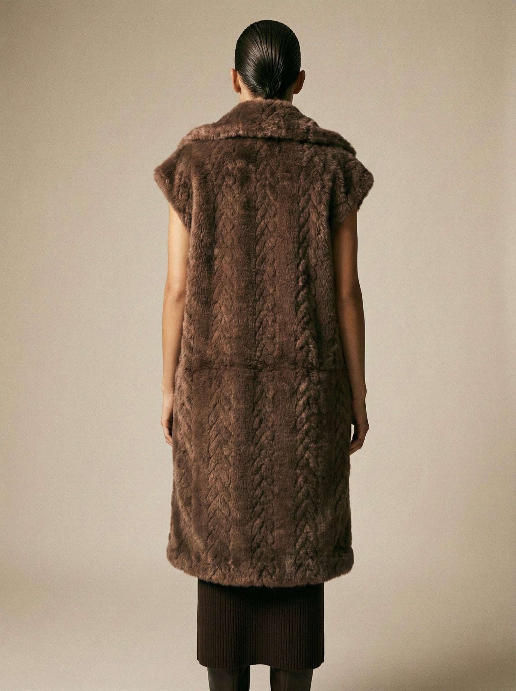 The Prato Cable-Texture Faux Fur Gilet
