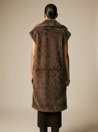 The Prato Cable-Texture Faux Fur Gilet