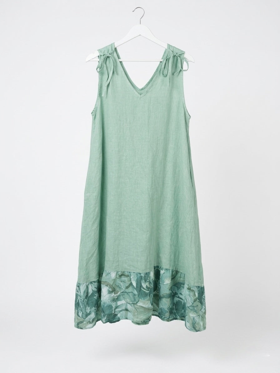 The Willow Linen Midi Dress- Sage Green