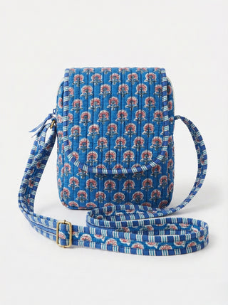 The Indigo Bloom Quilted Sling Bag