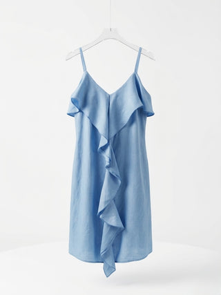 Shimmer Ruffle Mini Dress- Cornflower Blue