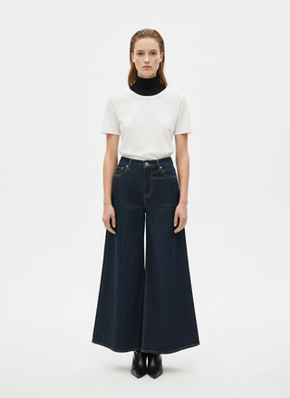 Wide-Leg Denim Culottes