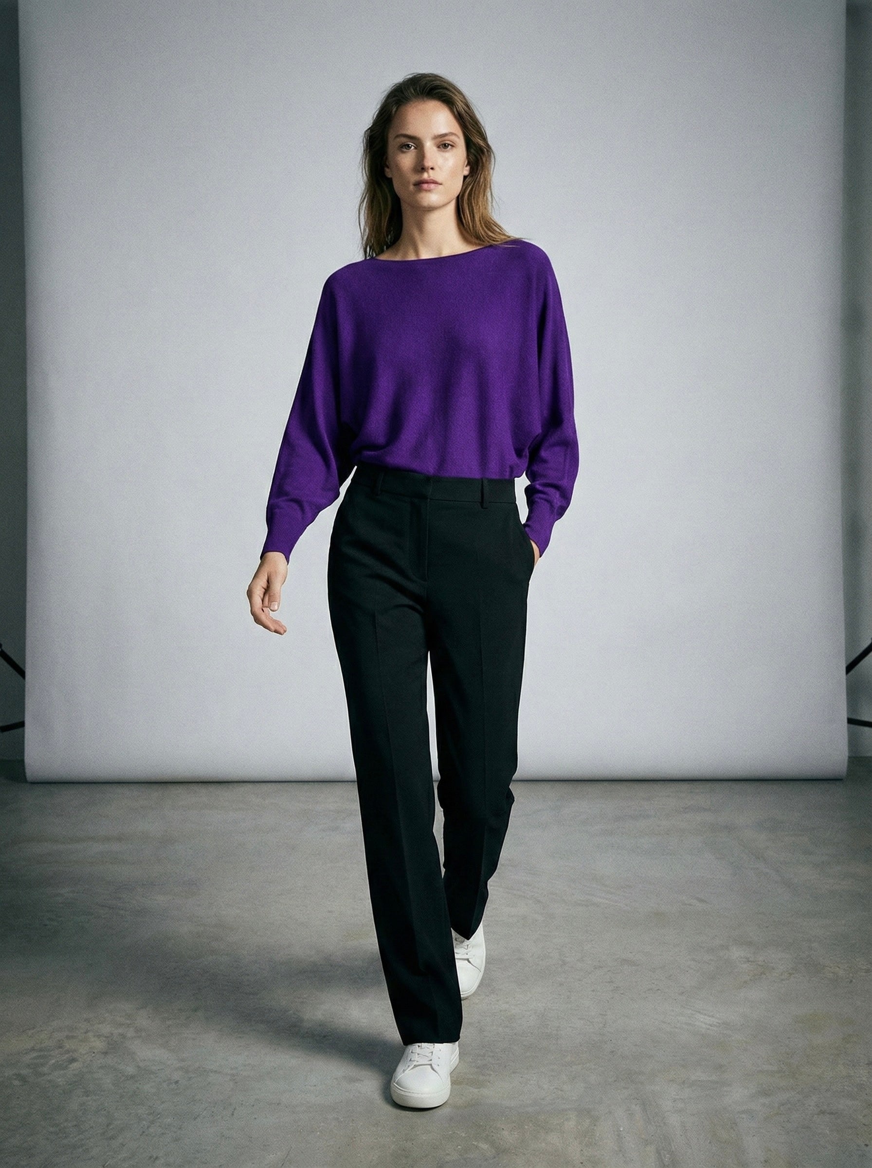 The Essential  Italian Batwing Sweater- Royal Purple