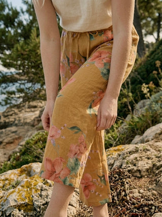 The Islandia Wide-Leg Linen Pant- Tan