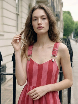 The Crimson & Candy Striped Midi Pinafore