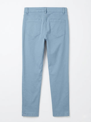 High-waisted, straight-leg twill pants- Periwinkle