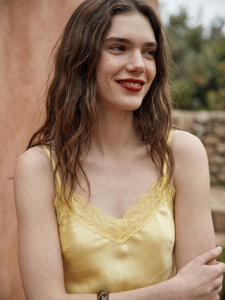 Soleil Lace-Trim Cami- Yellow