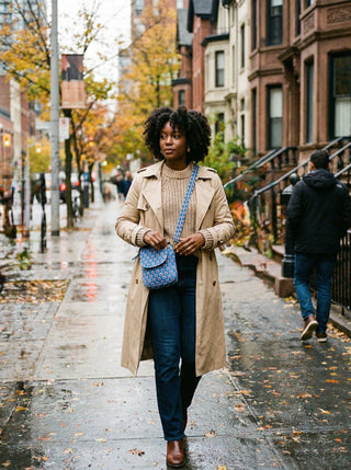 The Indigo Bloom Quilted Sling Bag