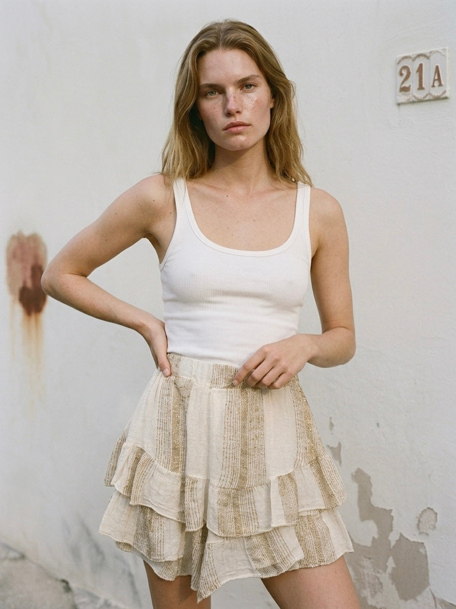Stella Tiered Stripe Skort