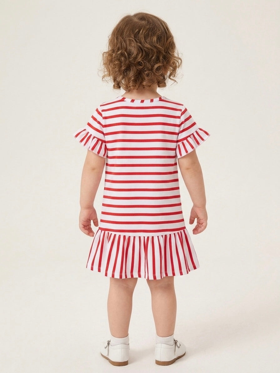 Bella the Dachshund Striped Ruffle Dress for Kids