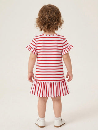 Bella the Dachshund Striped Ruffle Dress for Kids