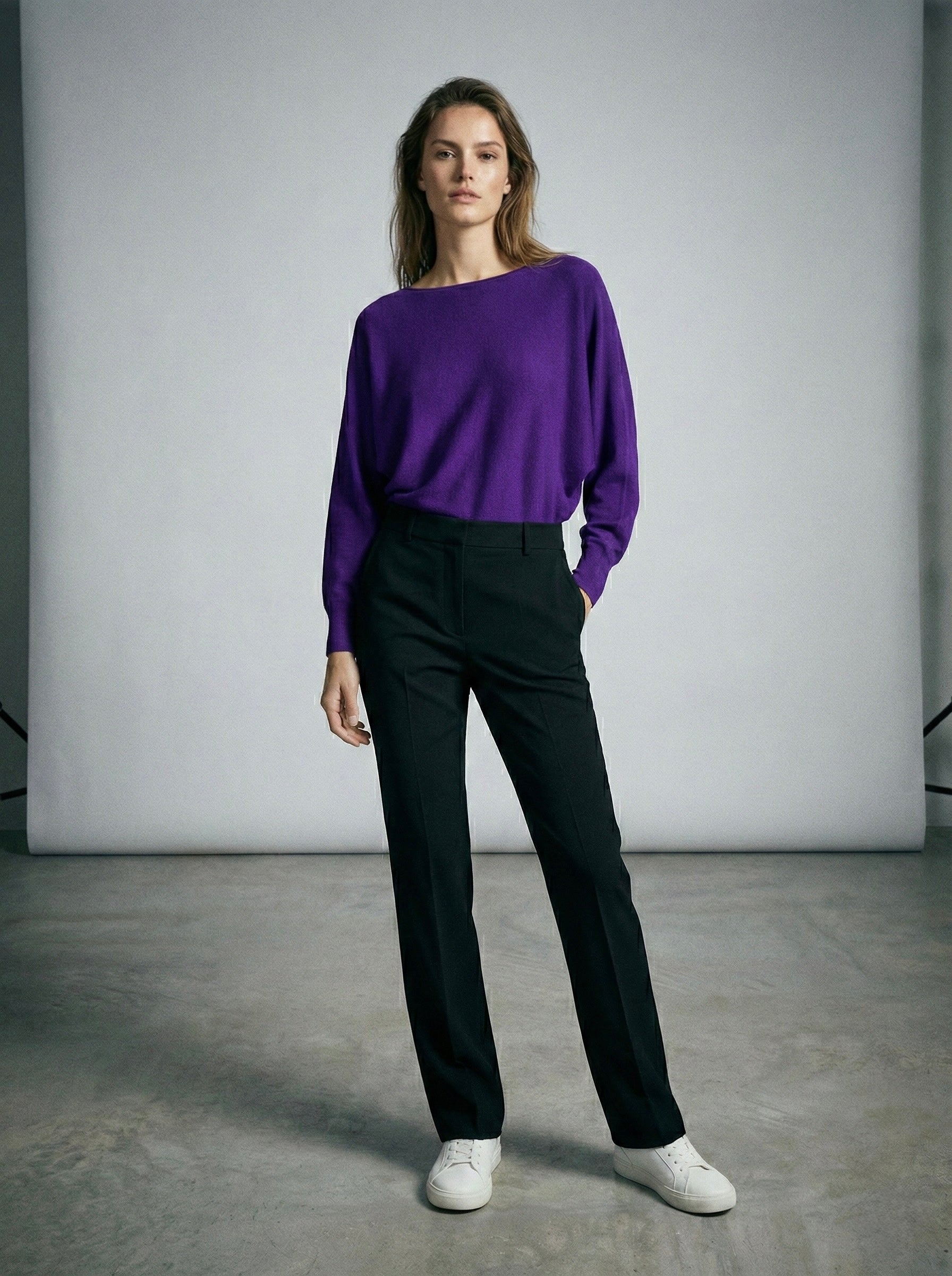 The Essential  Italian Batwing Sweater- Royal Purple