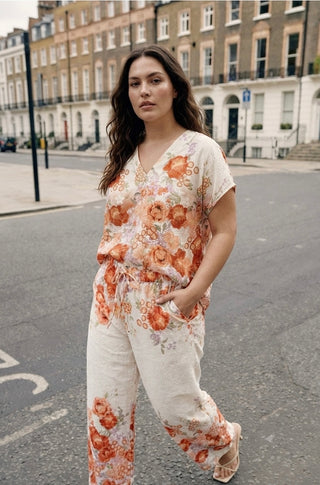Floral Broderie Anglaise Trousers- Terracotta