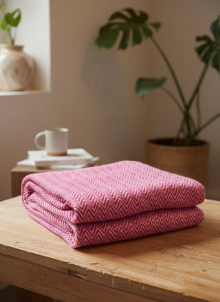 The Luxe Chevron Cashmere Blend Throw