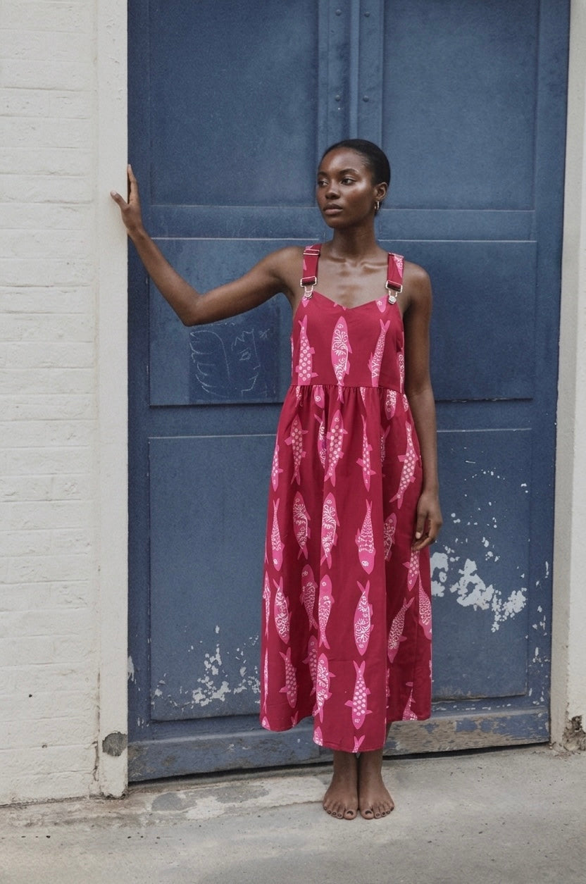 Magenta Sardine Pinafore Dress
