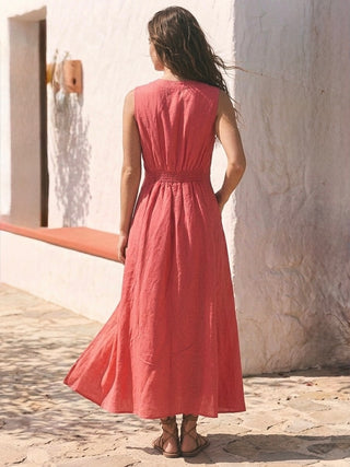 The Riviera Split-Front Jumpsuit- Guava