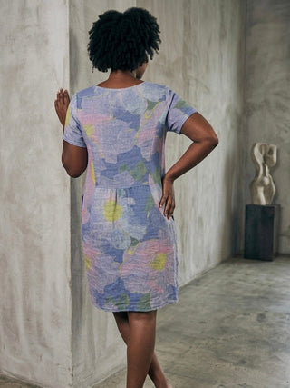 Linen/Cotton Blend Shift Dress- Watercolour Meadow