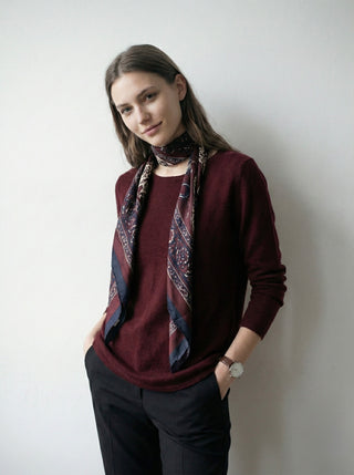 The Italian Soft Scoop Neck Sweater- Burgundy