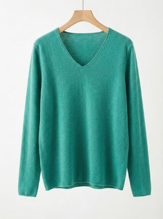The Vivid Italian V-Neck Sweater- Teal