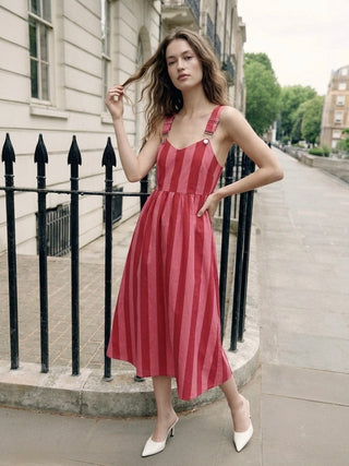 The Crimson & Candy Striped Midi Pinafore
