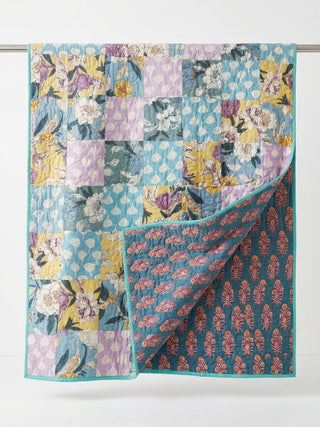 Botanical Patchwork Reversible Twin Sized Quilt