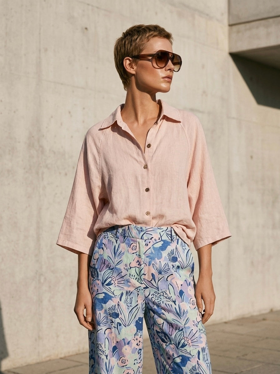 The Lucia Over-shirt- Petal Pink
