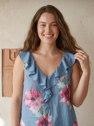 Capri Ruffle Floral Top