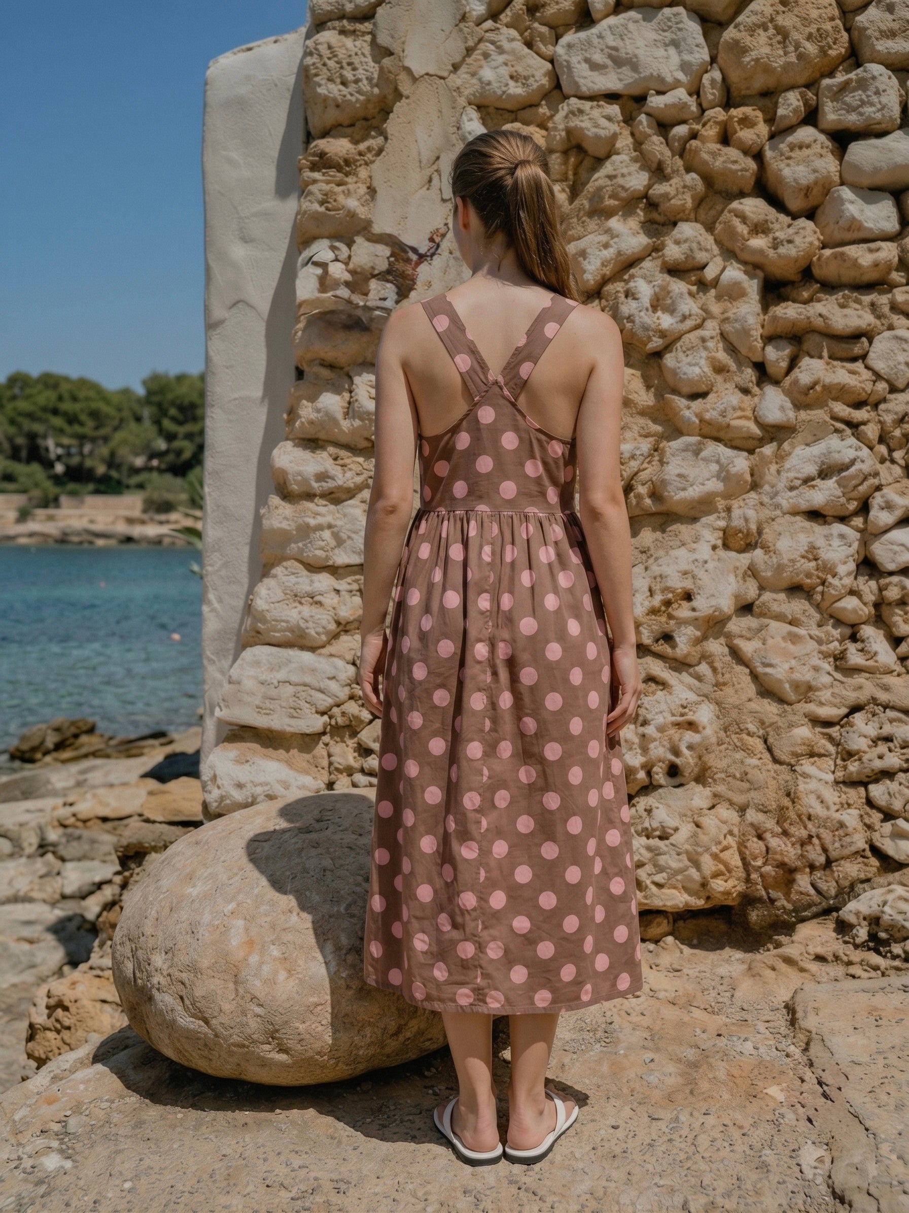 Retro Polka Dot Pinafore Dress